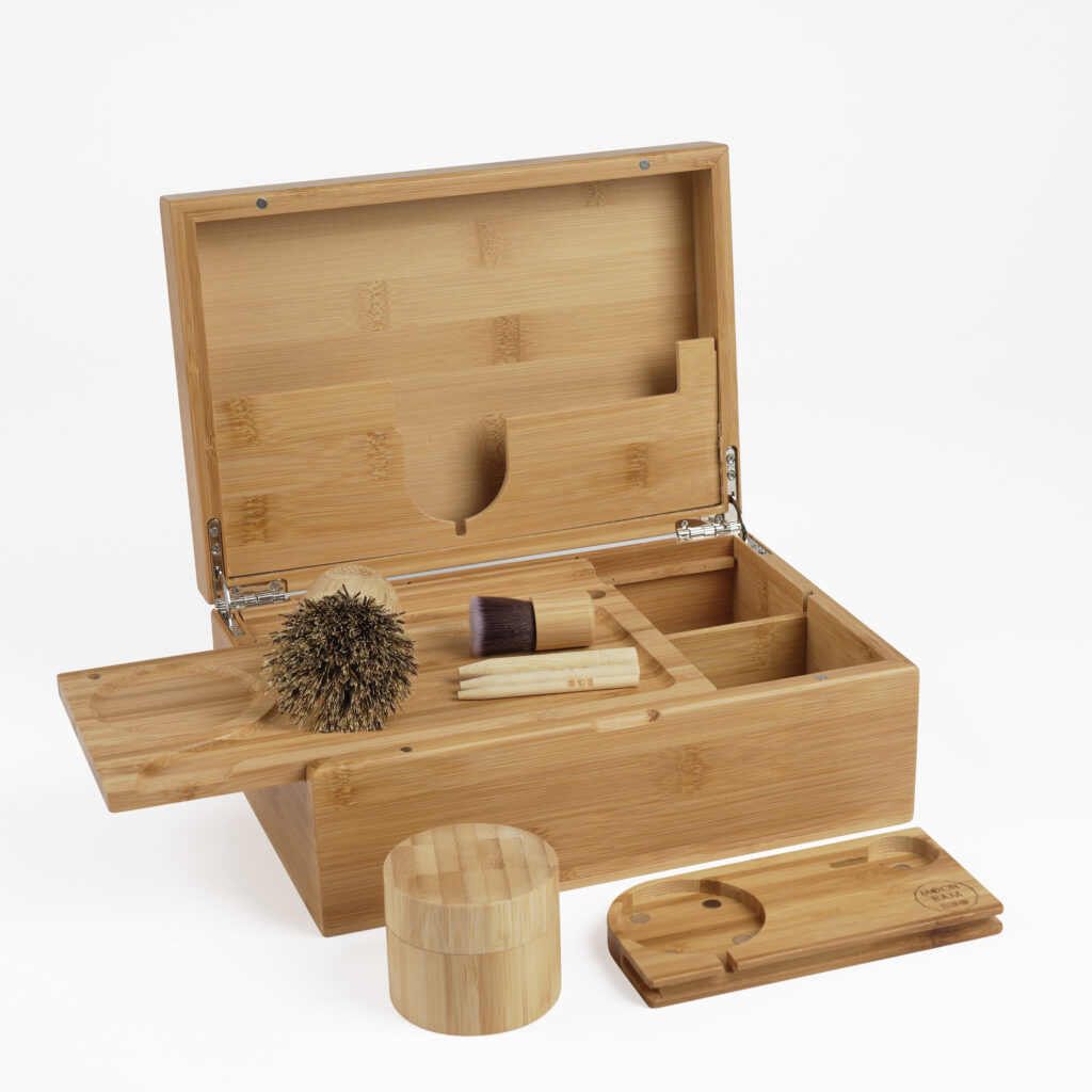 MoonBamBoo® Box 3+3 Aufbewahrungsbox, Drehbrett & Ladestation aus selektiertem Bambus