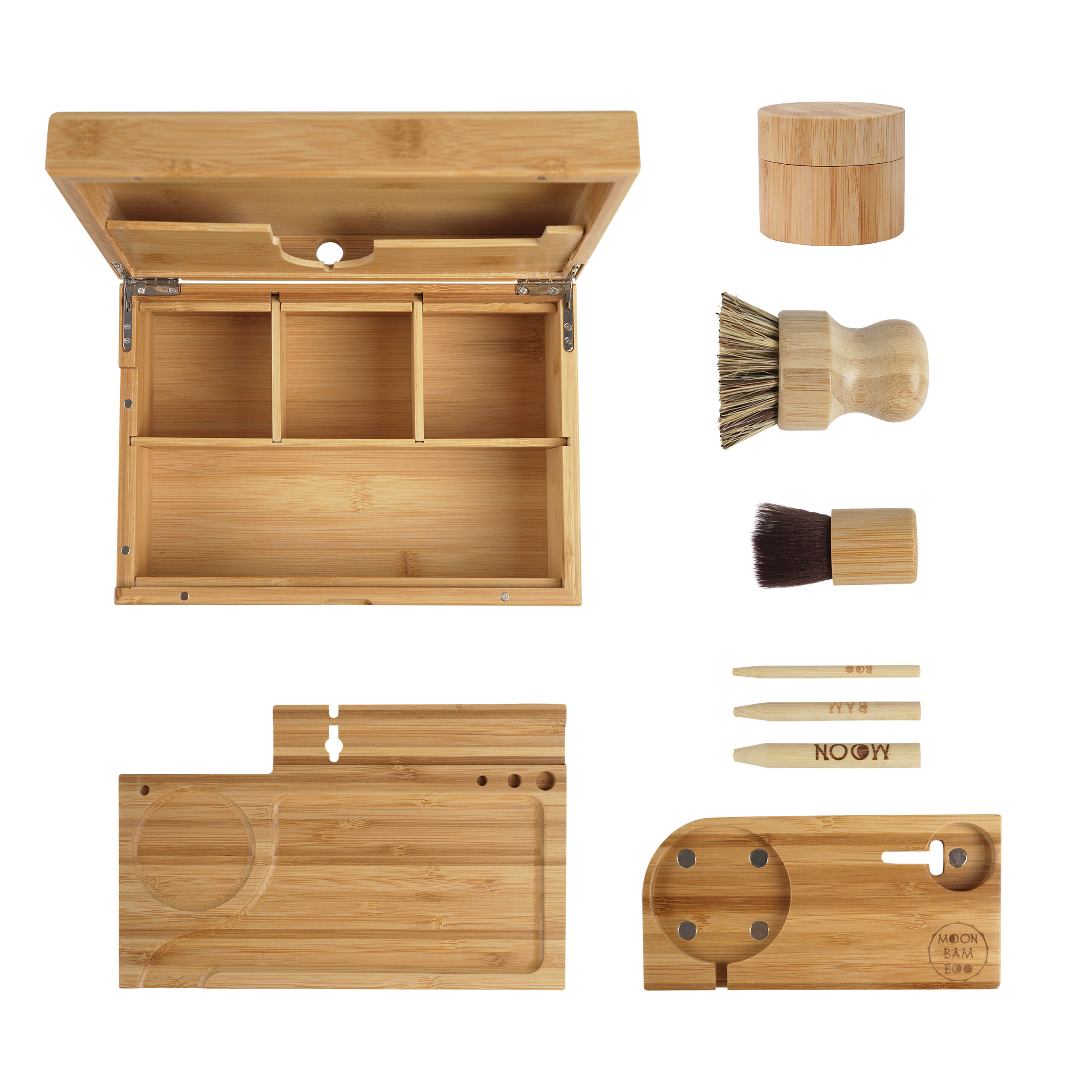 MoonBamBoo® Box 3+3 Aufbewahrungsbox, Drehbrett & Ladestation aus selektiertem Bambus – Bild 2