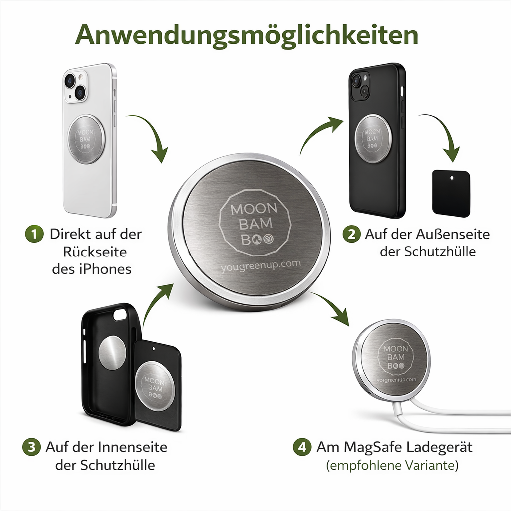 MoonBamBoo® MagFix Plate – Edelstahlplättchen für MagSafe Ladegeräte – Bild 2